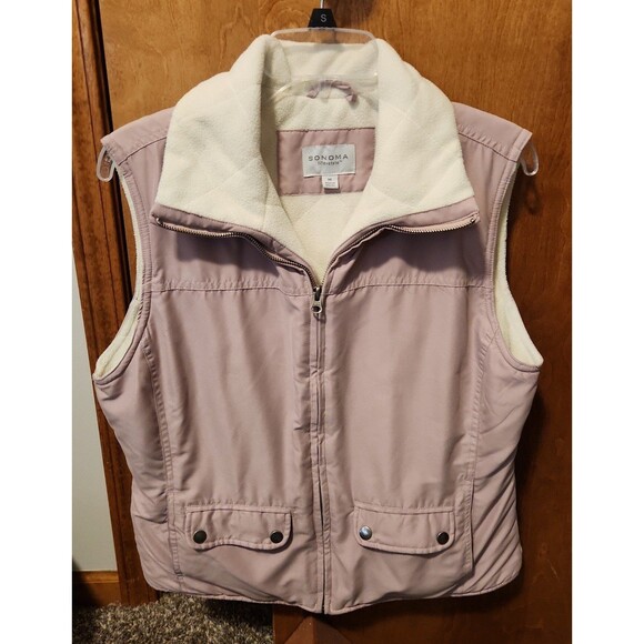 SONOMA Women’s Vest Medium Pink Full Zip Quilted Line Soft Vest size M - Picture 1 of 3